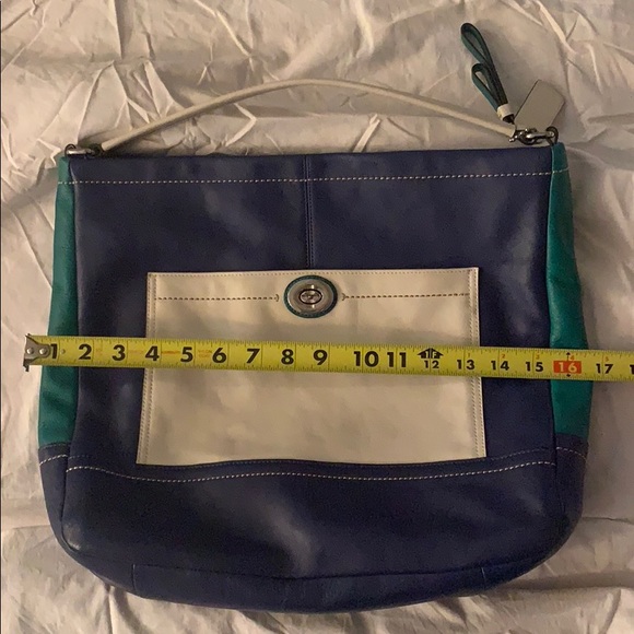 Coach Legacy Colorblock Blue Green purse bag LARGE - Picture 7 of 15